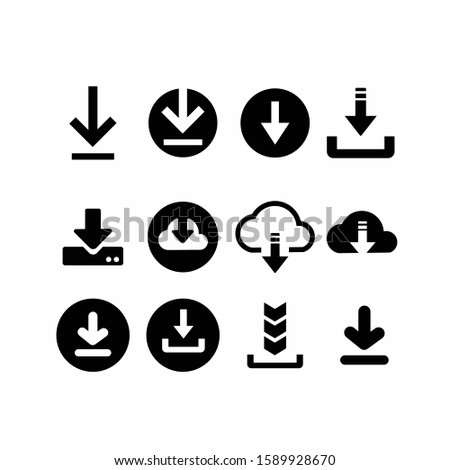 Download files icons vector set for web site or application. Various simple download icon isolated from the background