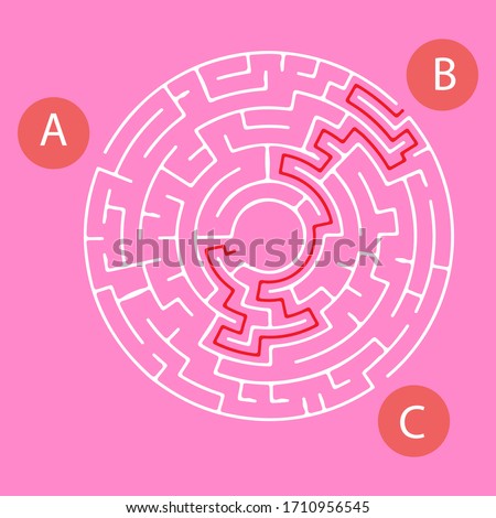 Labyrinth shape design element. Three entrance, one exit and one right way to go, but many paths to deadlock.