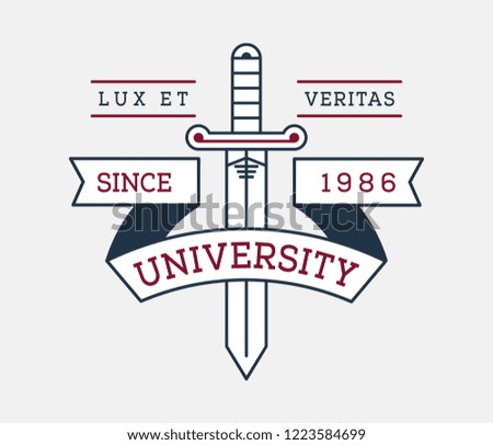 Lux et veritas university badge is a vector illustration about studying and learning