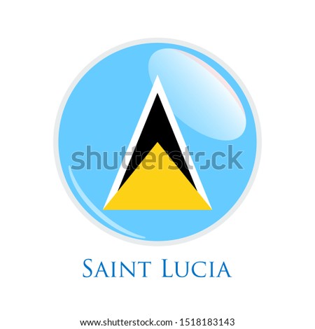Flag Illustration Within A Circle Of The Country Of Saint Lucia isolated on white. Saint Lucia glossy round button. Vector Illustration EPS 10.