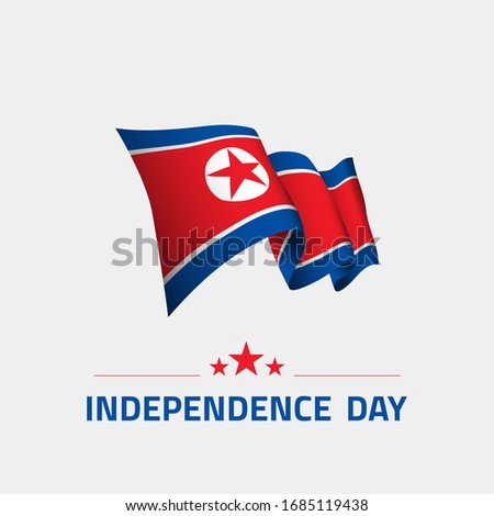 Waving flag of North Korea for independence day greeting card, banner and social media isolated on white background vector illustration EPS 10