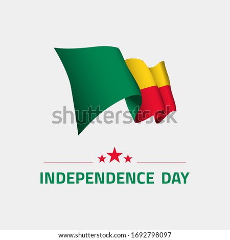 Waving flag of Benin for independence day greeting card, banner and social media isolated on white background vector illustration EPS 10