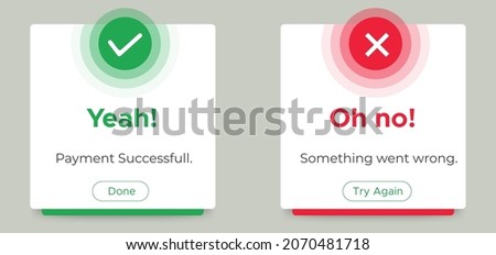 Payment message popup window ui design with button for mobile and web. Vector EPS 10