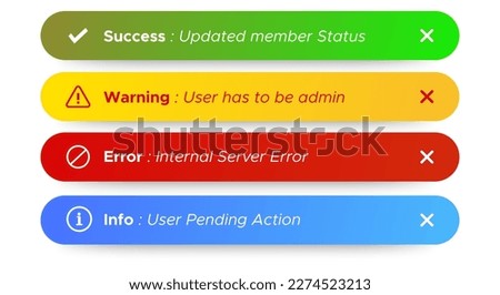 Set of notifications with banner text. success, warning, info, error. alerts icon collection for website, ui, ux, mobile, and app. vector illustration
