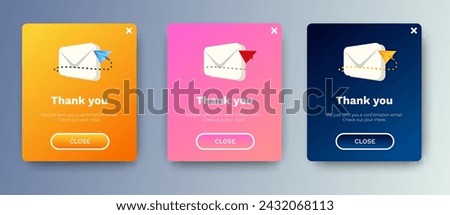 Email Confirmation pop up banner template. Professional web design, full set of elements. User-friendly design materials.