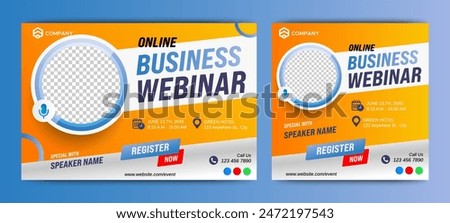 Online webinar conference banner template. web and social media layout. vector	