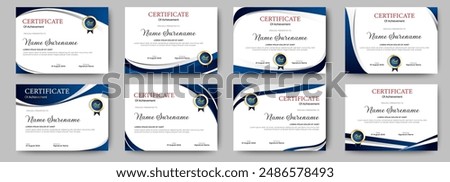 Blue and Gold certificates template design. vertical horizontal diploma certificates. vector