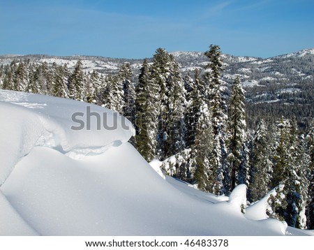 Snow cornice, Donner Summit, near Truckee, California