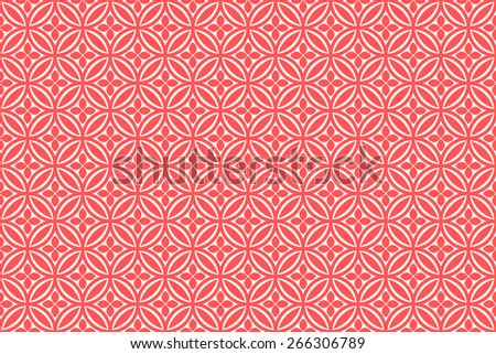 Seamless Oriental Pattern of Flower in Chinese Coins. Red Color.