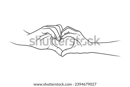 Minimalist Illustration of Couple Making Heart Sign. Symbol of Love. Editable Line. Adjustable Stroke Width.