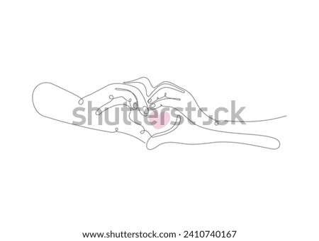 Minimalist Continuous One Line Drawing of Couple Making Heart Sign. Symbol of Love. Editable Line. Adjustable Stroke Width.