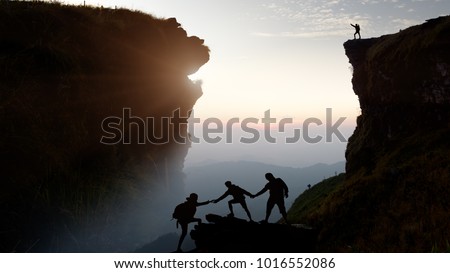 Similar – Image, Stock Photo a hiker, connected with trees