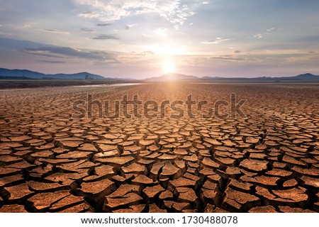 Global warming concept . Dry cracks in the land, serious water shortages. Drought concept.