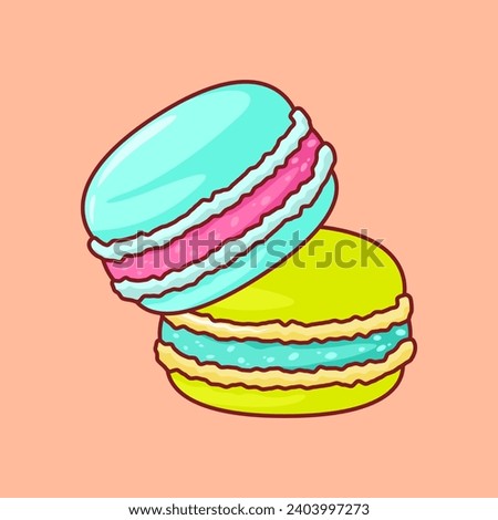 Vector cute Macarons illustration cartoon doodle flat colorful line art vector design isolated object icon
