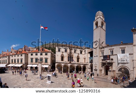 DUBROVNIK, CROATIA - JULY 1: Tourists visit Luza Square in the old town July 1, 2011 in Dubrovnik, Croatia. It is the main tourist destination on the Adriatic coast.