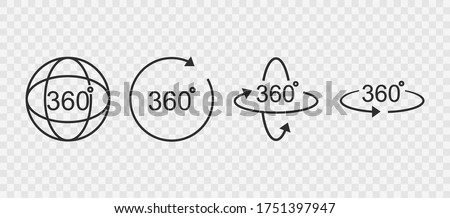 360 degrees line icon. Rotation symbol isolated in transparent background. Vector illustration EPS 10.