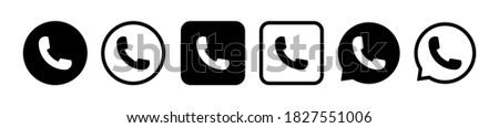 Phone icon vector. Call icons set. Round and square black button isolated on white background. Vector illustration.