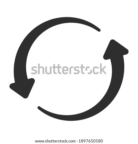 Round rotation arrow icon. Two arrow circle isolated. Recycle symbol. Vector illustration.
