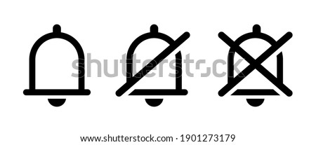 Notification bell icon. No sound outline symbol isolated. Bell crossed out. Mute sign in flat style. Vector illustration.