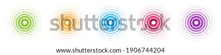 Radar vector icons. Signal concentric color circles. Sonar sound waves isolated on white background. Fat style vector illustration EPS 10.