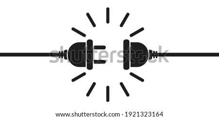 Electric socket with plug vector illustration. Electrical outlet vector icon isolated on white background. Connect disconnect line symbol.