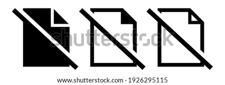 No file document icons set. Delete file symbol. Cross paper document vector illustration.