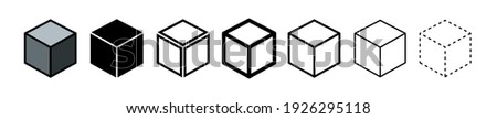 Set of cubes vector icons. Black simple cube pictogram. 3d graphic concept. Graphic element vector.