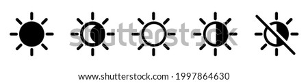Screen brightness level icon. Day and night slider level control. Brightness contrast on white background. Vector elements. Stock foto © 