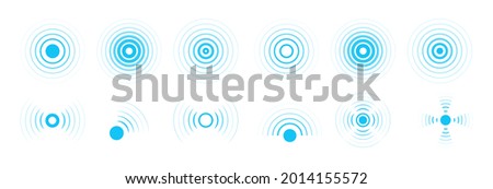 Radar vector icons. Signal concentric circles. Sonar sound waves isolated on white background. Fat style vector illustration EPS 10.