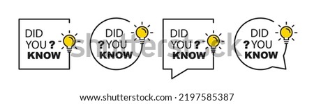 Did you know banner design. Box frame with bulb. Template with message speech bubble and question mark. Vector illustration.