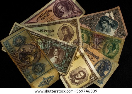 Old money from Hungary 'Pengo' isolated black background Stock fotó © 