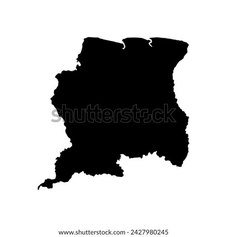 Suriname country map, high detail borders, vector design suitable for digital editing and print on demand