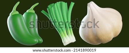 vegetable fresh icon set on isolated background 3d rendering Stockfoto © 