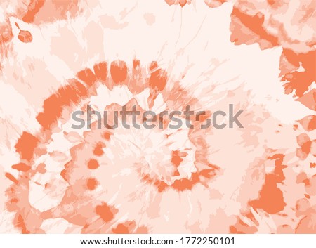 Vector Tie Dye Swirl. Summer Fashion Texture. Coral Boho Pattern. Psychedelic Art. Washed Effect. Boho Rug Motif. Orange Ink Chinese Art. Hippie Fabric. Pink Coral Shirt Print.
