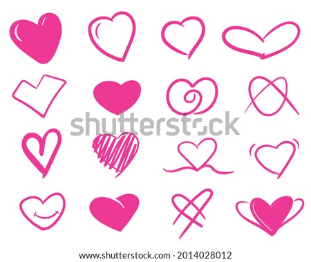 simple pink hearth love icon line art