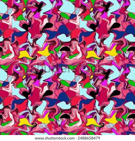 seamless abstract pattern of colored spots of different shapes made in Gimp, vector