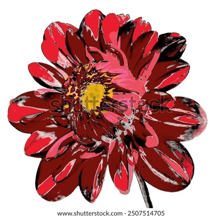 
image of a red flower with a black outline on a white background, vector created in Gimp