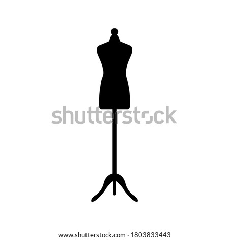 Sewing doll black icon. Mannequin vector illustration isolated. Fashion designer.
