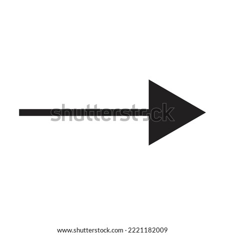 Single arrow. Black arrow. Sharp filed arrow. Right arrow vector illustration on isolated white background