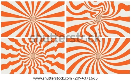 set of rainbow line backgrounds in 1970s hippie style. patterns retro vintage 70s groove. psychedelic poster background collection. vector design illustration