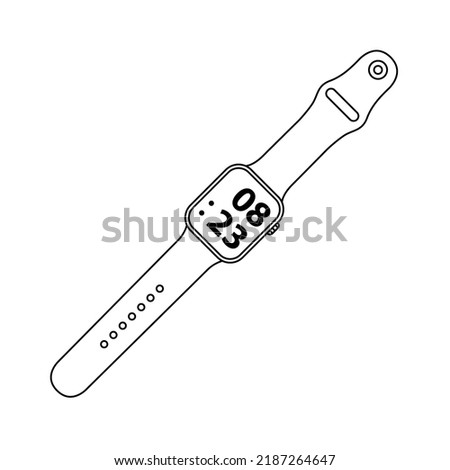 Smartwatch Outline Icon Illustration on White Background