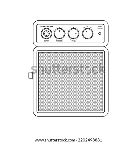 Guitar Amplifier Icon in Outline Style on a White Background Suitable for Audio, Music, Recording Icon. Isolated