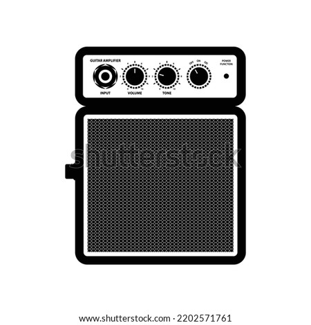 Guitar Amplifier Silhouette. Black and White Icon Design Elements on Isolated White Background