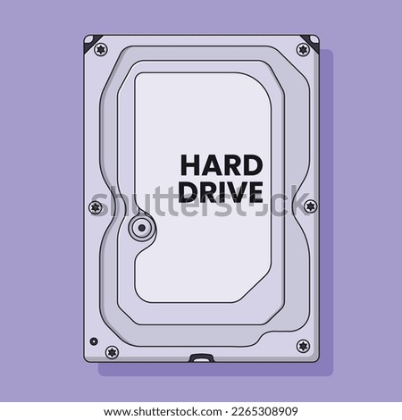 Hard Drive Vector Icon Illustration with Outline for Design Element, Clip Art, Web, Landing page, Sticker, Banner. Flat Cartoon Style