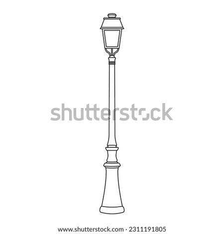 Street Lamp Post Outline Icon Illustration on White Background