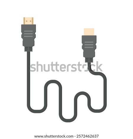 HDMI Cable Flat Illustration. Clean Icon Design Element on Isolated White Background