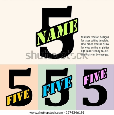 Fiver; numeral and word logo for number. Special welded text area and stencil name on the number. Number designs for laser cutting template. Serif font logo and numeral logo studies for all numbers.