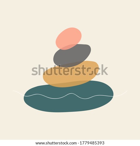 Abstract vector image pyramid of stones. Creative minimalist hand painted illustration for wall decoration, cover magazine, postcard or brochure design. Design template logo with symbol natural stones