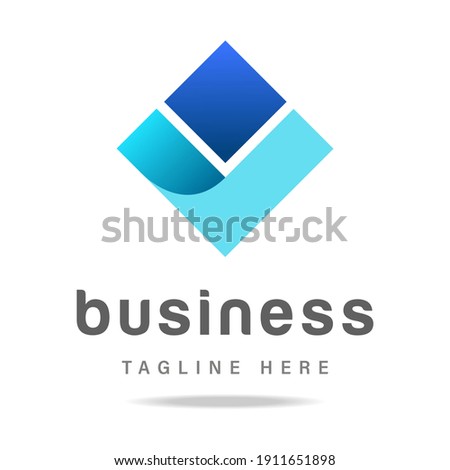 Abstract art square rhombus logo with blue shape background.Design template icon, sign sucsess, symbol safe.Brand Identity for business company,secure,technology,innovation,digital.Vector illustration