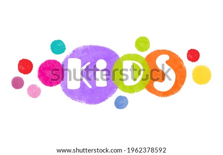 Abstract amazing watercolor paint vector kids logo design from colorful circles.Design template rainbow kids zone icon,children clothing store sign,toys shop symbol,kids club logotype, kindergarten